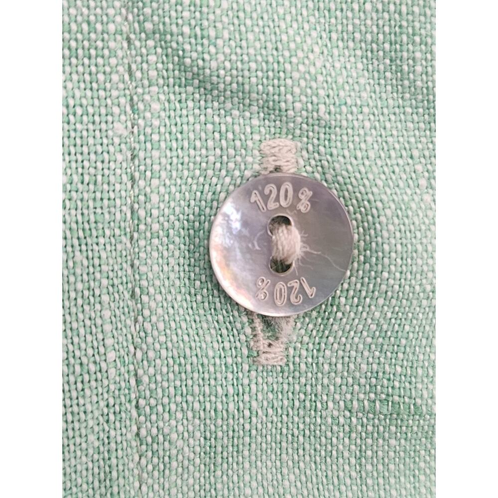 120% Tunic Womens 38 Mint 100% Linen Belted Button Front Long Sleeve - Picture 3 of 15